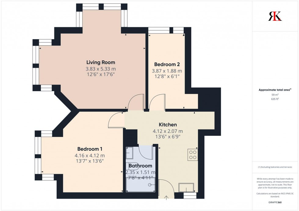Floorplan for Flat 3, The Peak, Little Haven