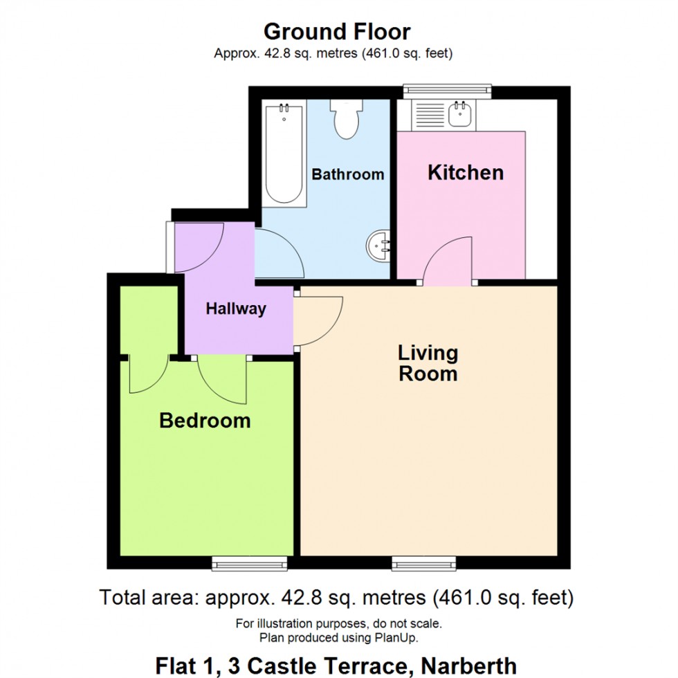 Floorplan for Flat 1, 3 Castle Terrace, Narberth