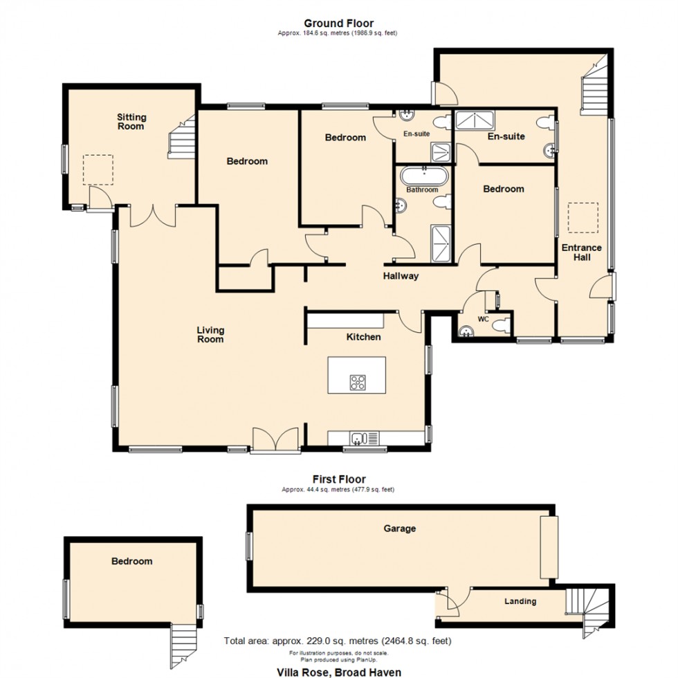 Floorplan for Villa Rose, Haroldston Hill, Broad Haven